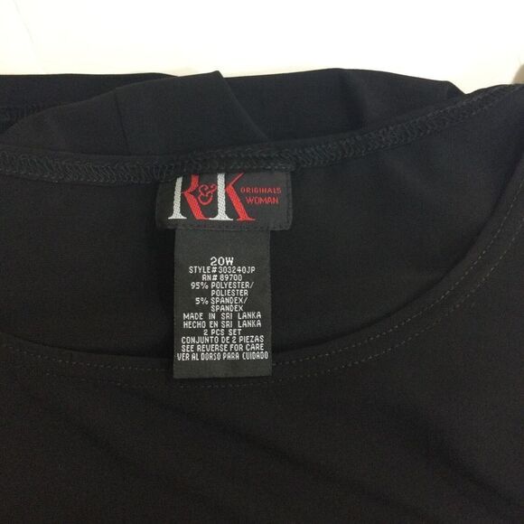 K&K Originals Womens Sleeveless Round Neck Ruched Waist Dress Solid Black 20W - Picture 4 of 6